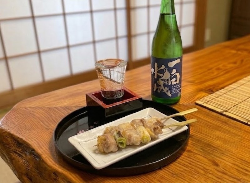 日本酒と串焼き